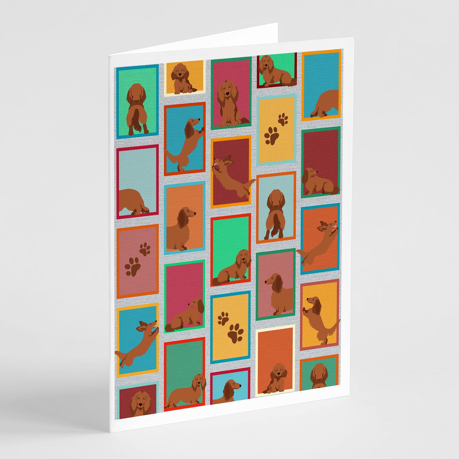 Buy this Lots of Longhaired Red Dachshund Greeting Cards Pack of 8