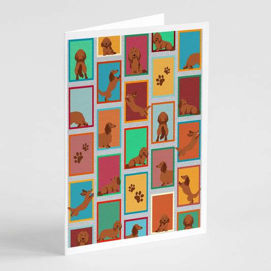 Buy this Lots of Longhaired Red Dachshund Greeting Cards Pack of 8