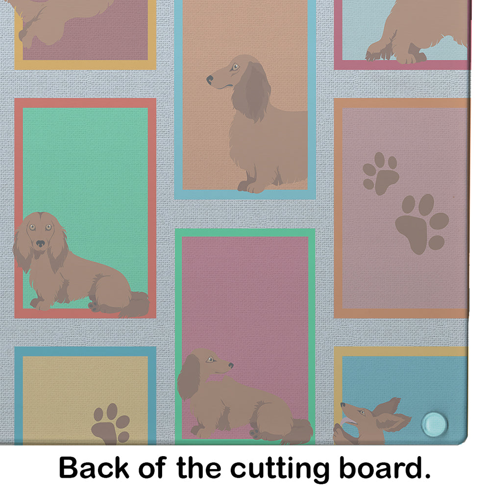 Lots of Longhaired Red Dachshund Glass Cutting Board