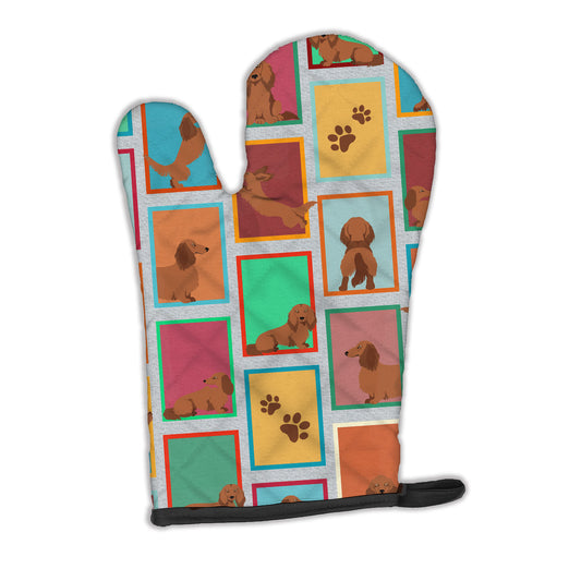 Buy this Lots of Longhaired Red Dachshund Oven Mitt