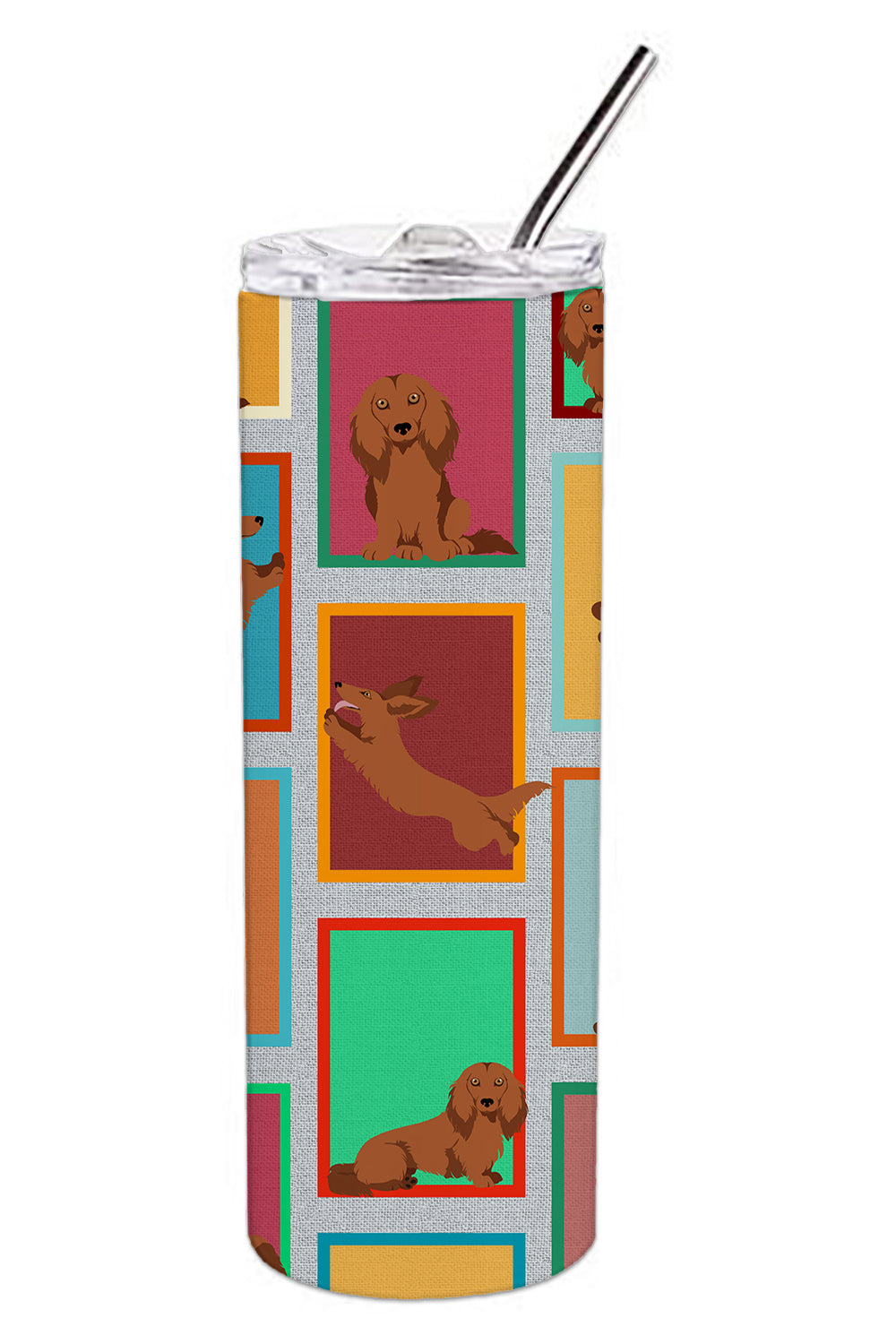 Buy this Lots of Longhaired Red Dachshund Stainless Steel Skinny Tumbler