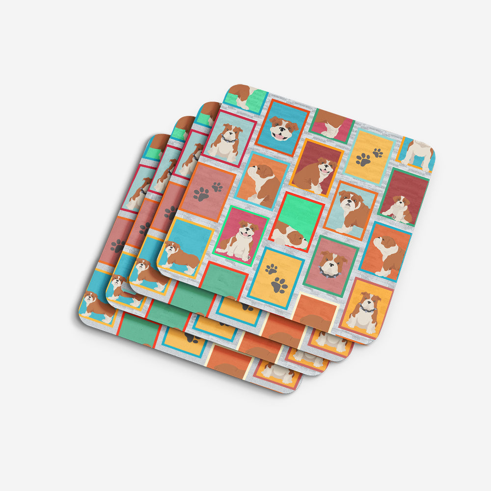 Lots of Red and White English Bulldog Foam Coasters