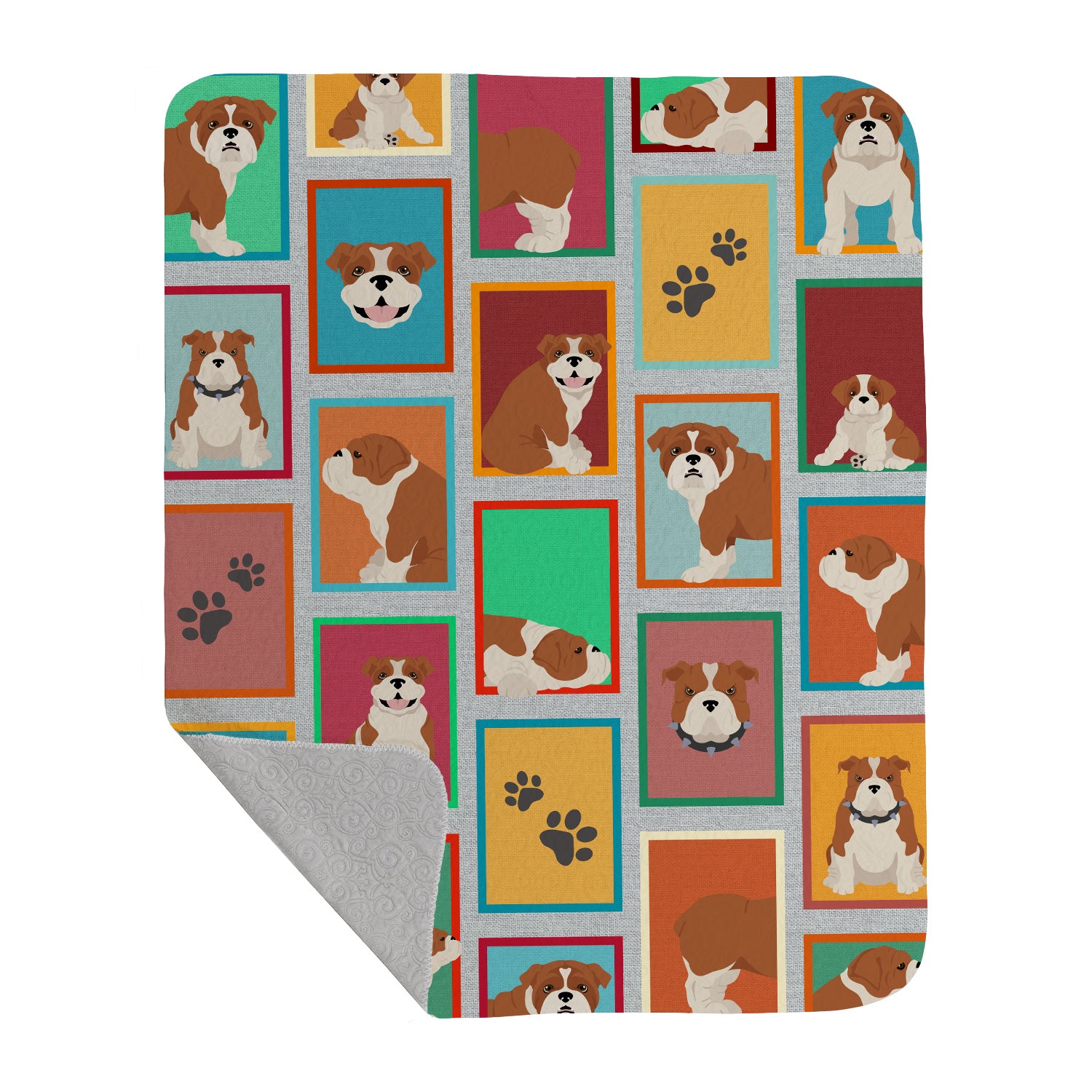 Buy this Lots of Red and White English Bulldog Quilted Blanket 50x60