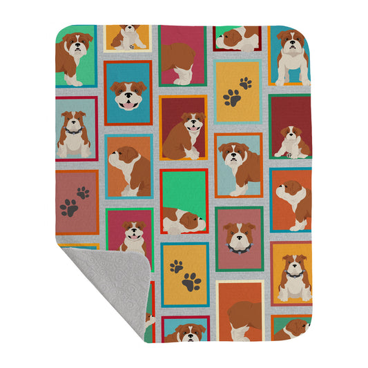 Buy this Lots of Red and White English Bulldog Quilted Blanket 50x60