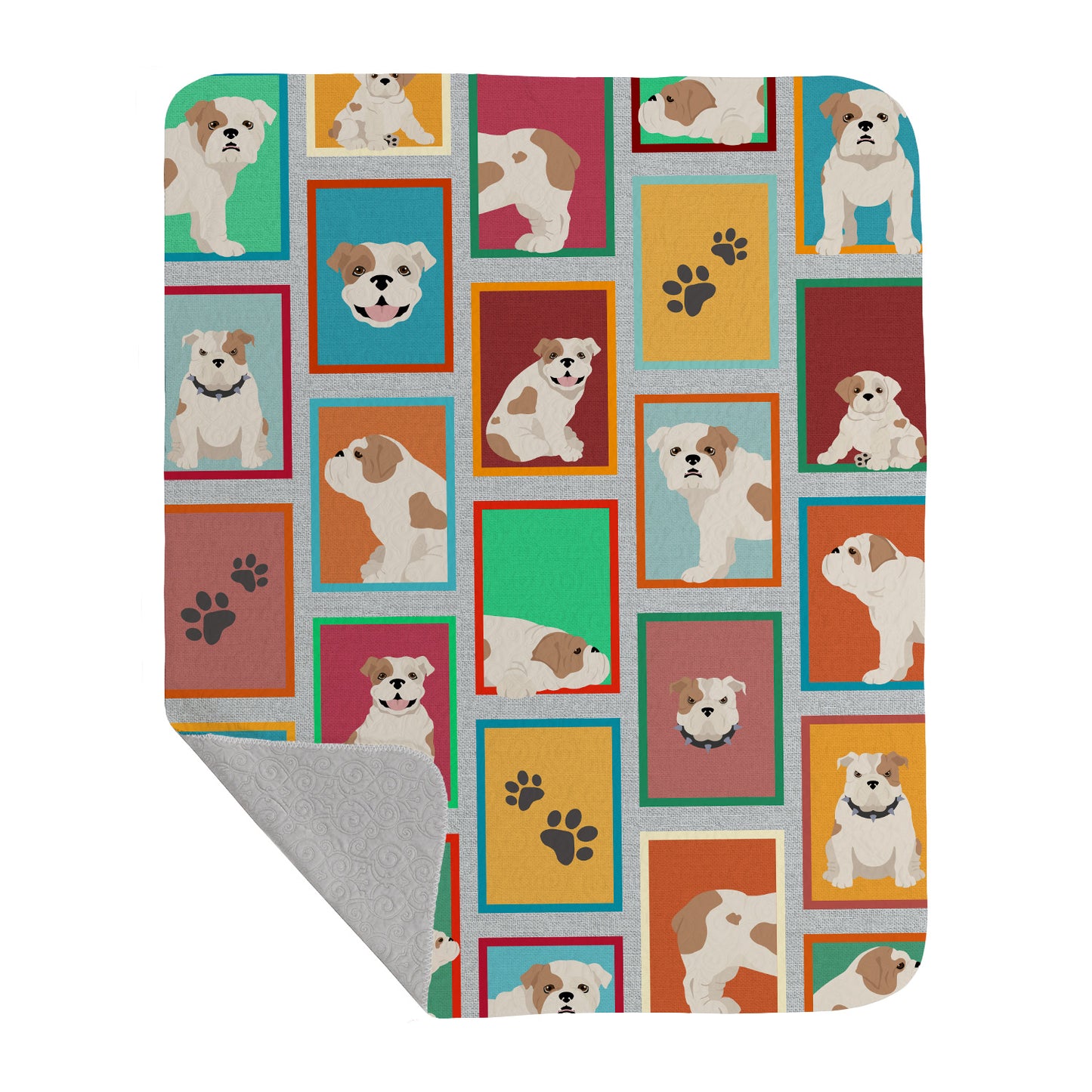 Buy this Lots of Piebald English Bulldog Quilted Blanket 50x60