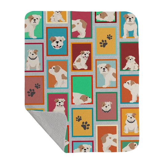 Buy this Lots of Piebald English Bulldog Quilted Blanket 50x60