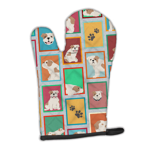 Buy this Lots of Piebald English Bulldog Oven Mitt