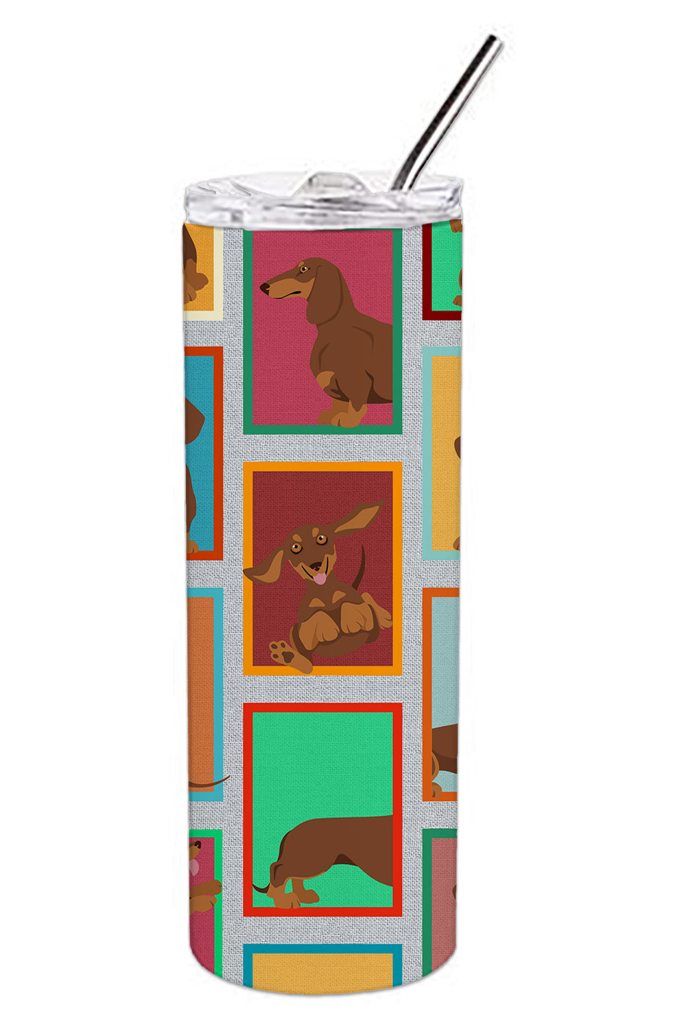 Buy this Lots of Chocolate and Tan Dachshund Stainless Steel Skinny Tumbler