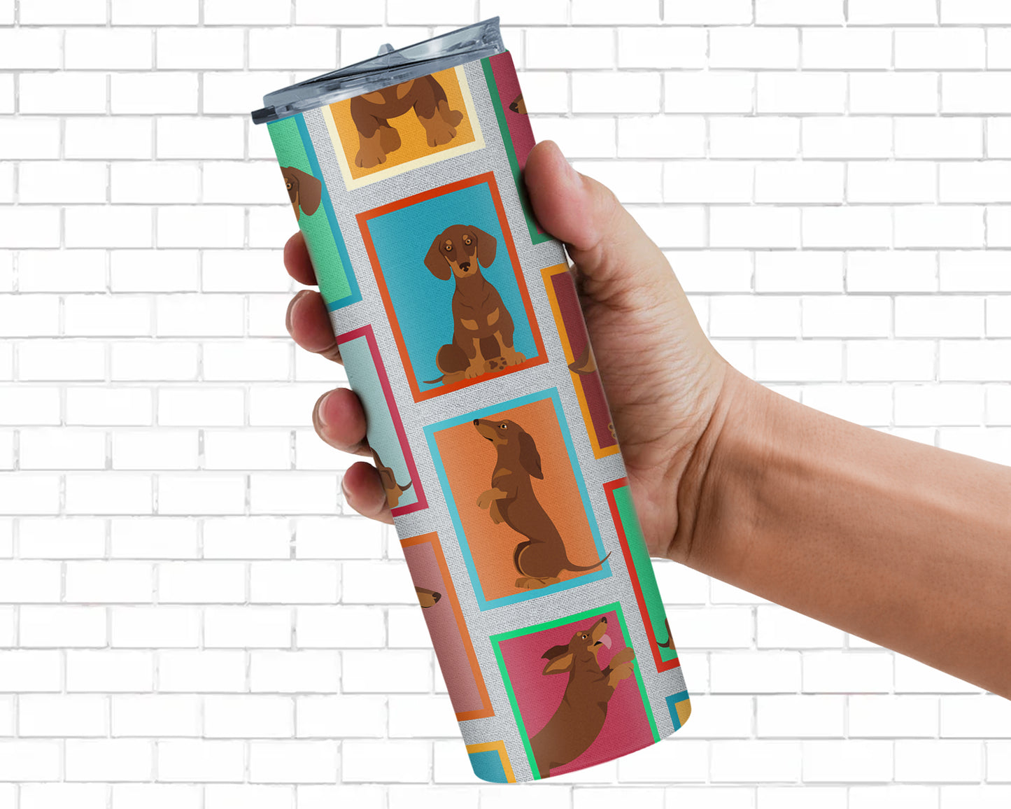 Lots of Chocolate and Tan Dachshund Stainless Steel Skinny Tumbler