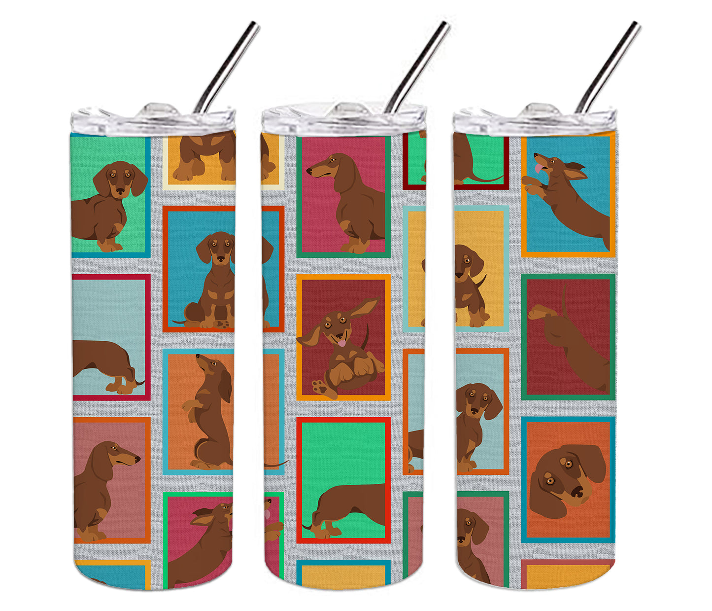 Lots of Chocolate and Tan Dachshund Stainless Steel Skinny Tumbler