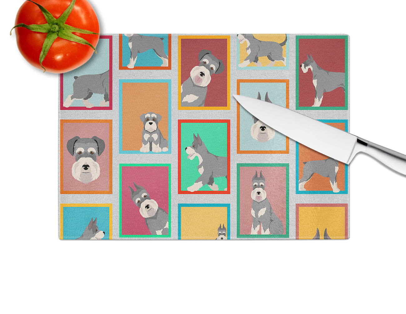 Lots of Schnauzer Glass Cutting Board