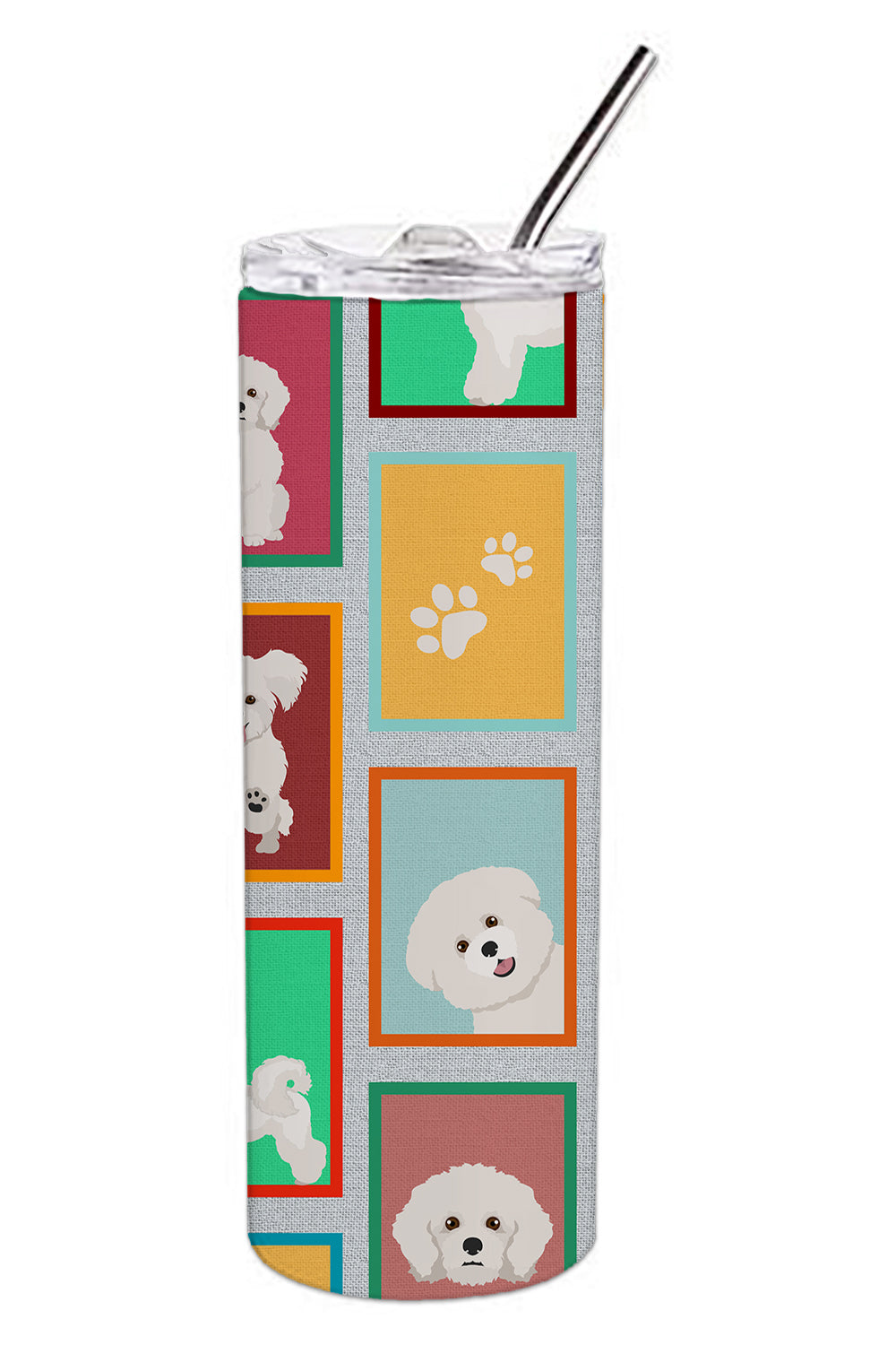Lots of Bichon Frise Stainless Steel Skinny Tumbler