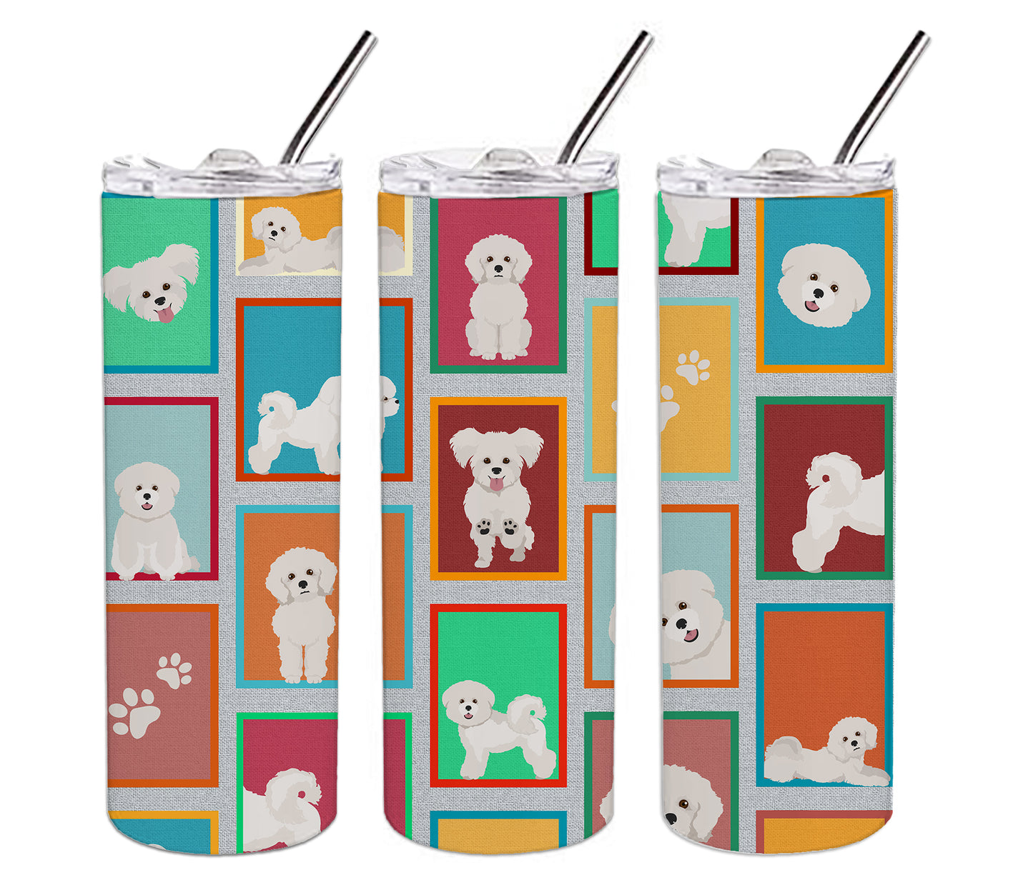 Lots of Bichon Frise Stainless Steel Skinny Tumbler
