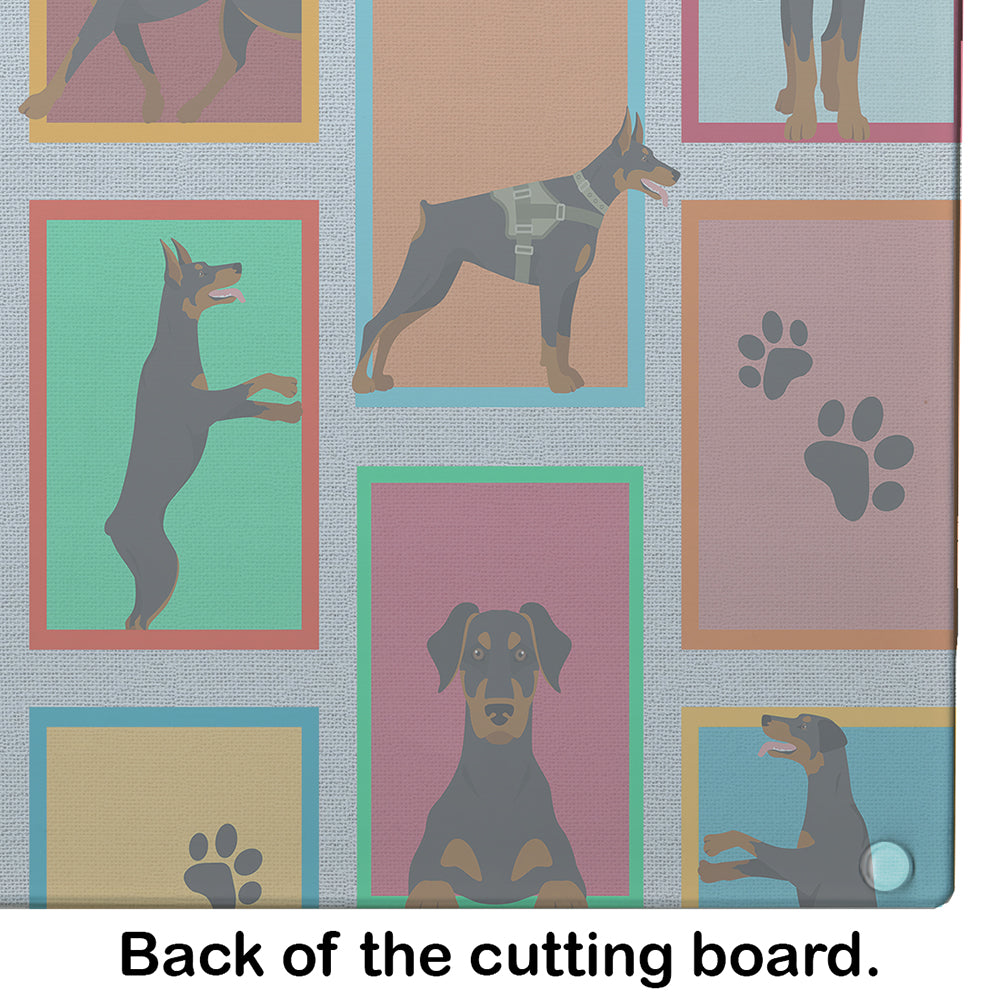 Lots of Doberman Pinscher Glass Cutting Board