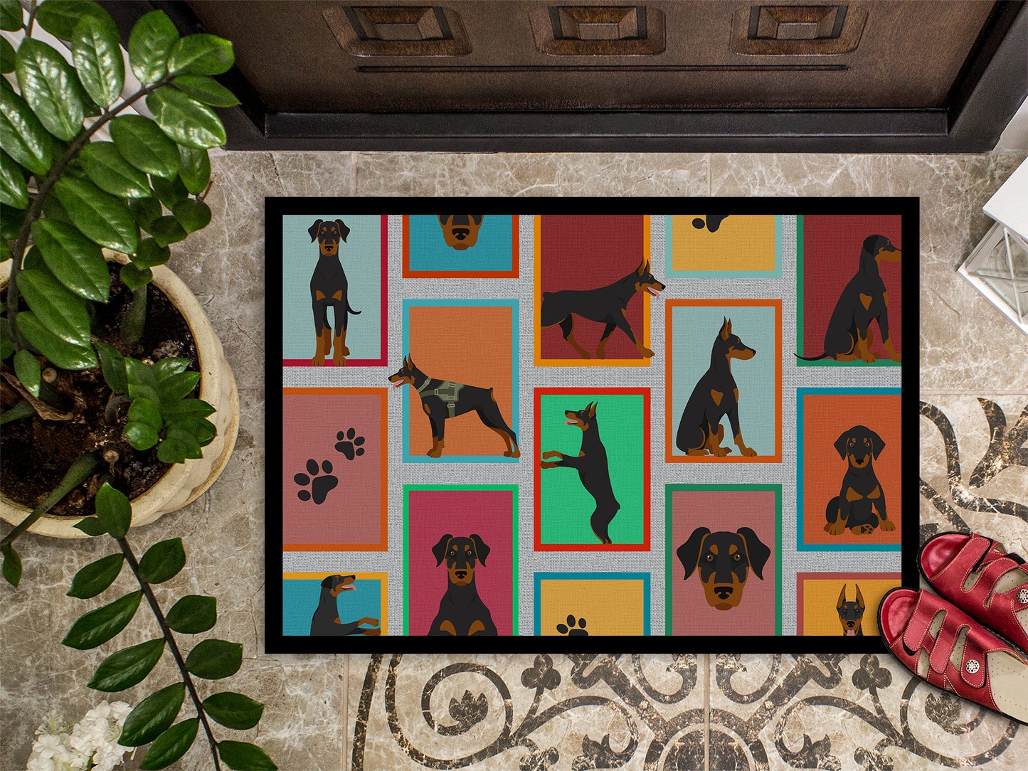 Lots of Doberman Pinscher Doormat