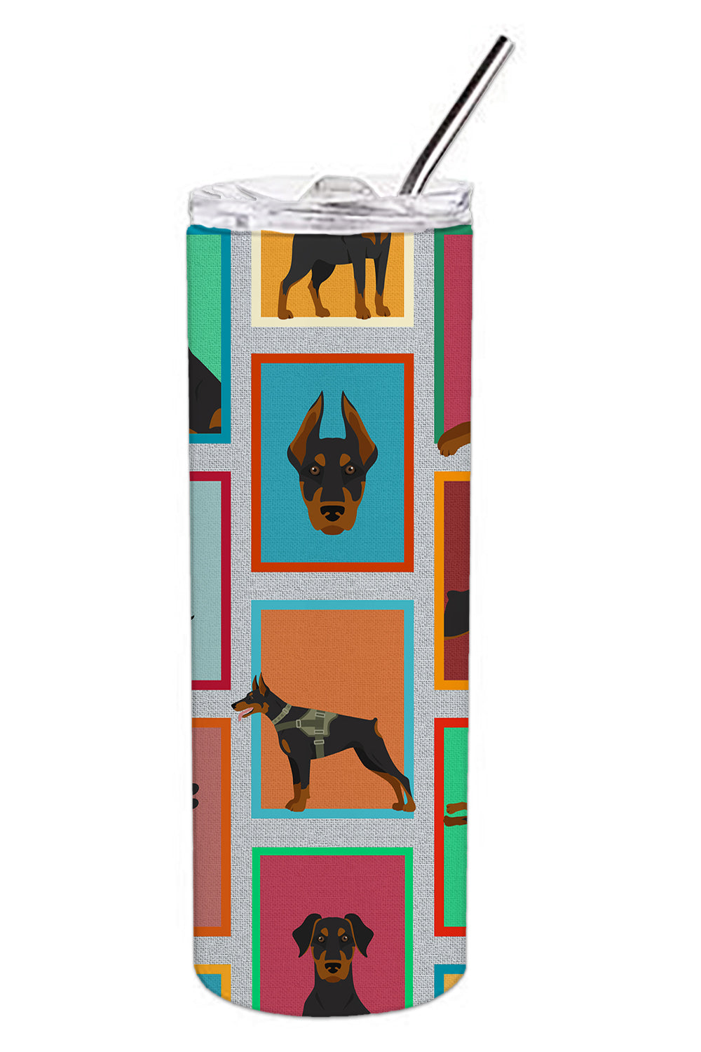 Lots of Doberman Pinscher Stainless Steel Skinny Tumbler