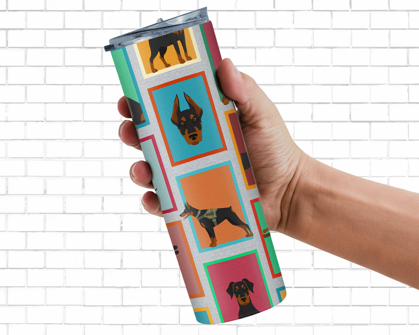 Lots of Doberman Pinscher Stainless Steel Skinny Tumbler