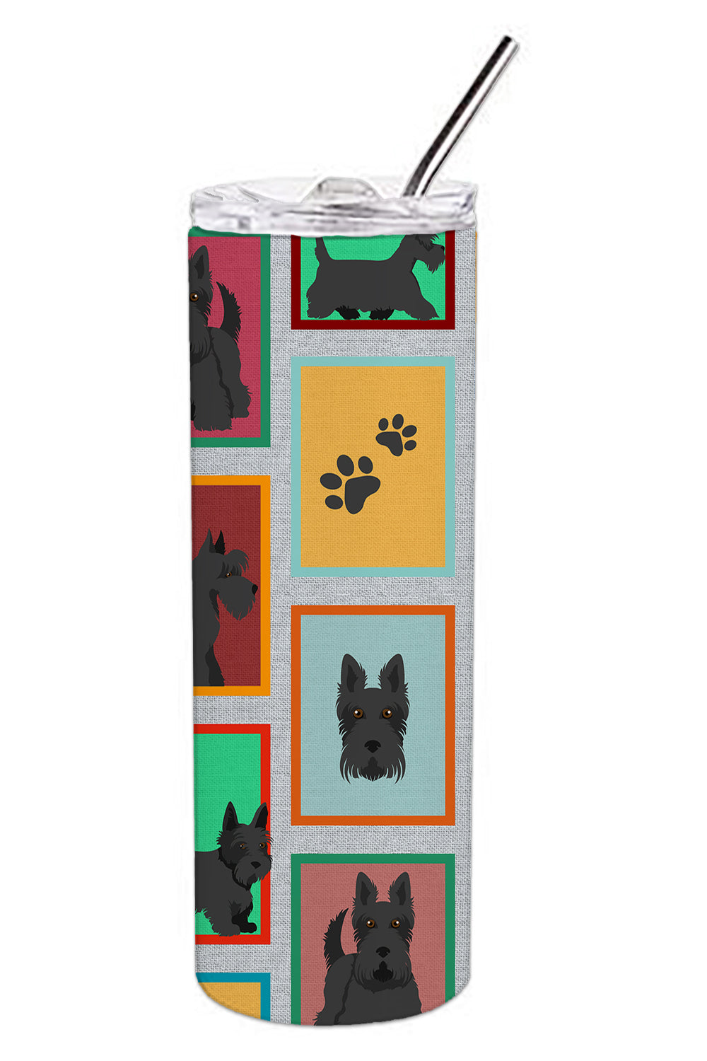 Lots of Scottish Terrier Stainless Steel Skinny Tumbler