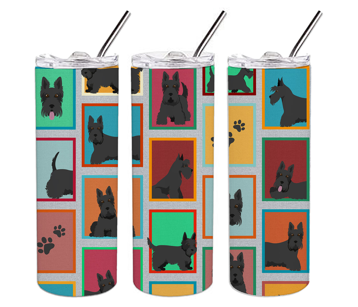 Lots of Scottish Terrier Stainless Steel Skinny Tumbler
