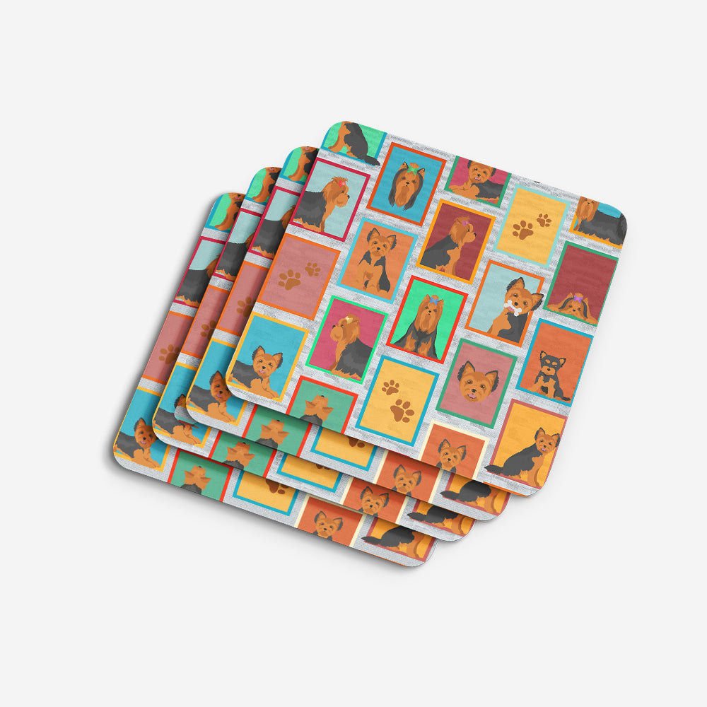 Lots of Black and Tan Yorkie Foam Coasters