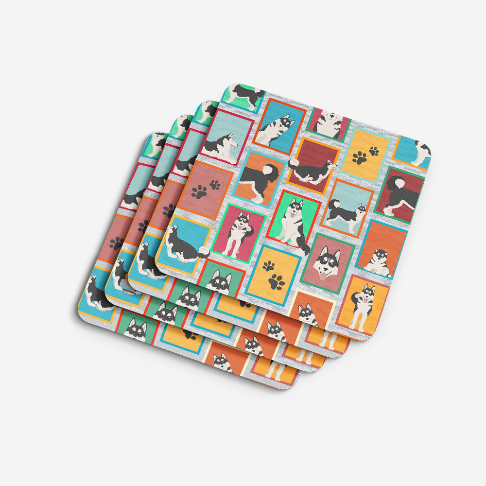 Lots of Siberian Husky Foam Coasters