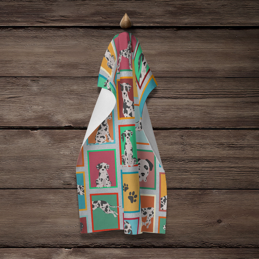 Lots of Harlequin Natural Ears Great Dane Kitchen Towel