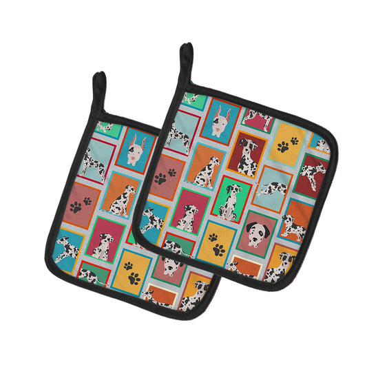 Buy this Lots of Harlequin Natural Ears Great Dane Pair of Pot Holders