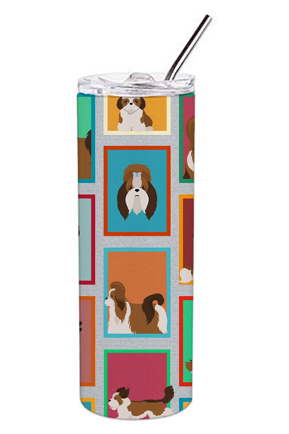 Lots of Shih Tzu Stainless Steel Skinny Tumbler