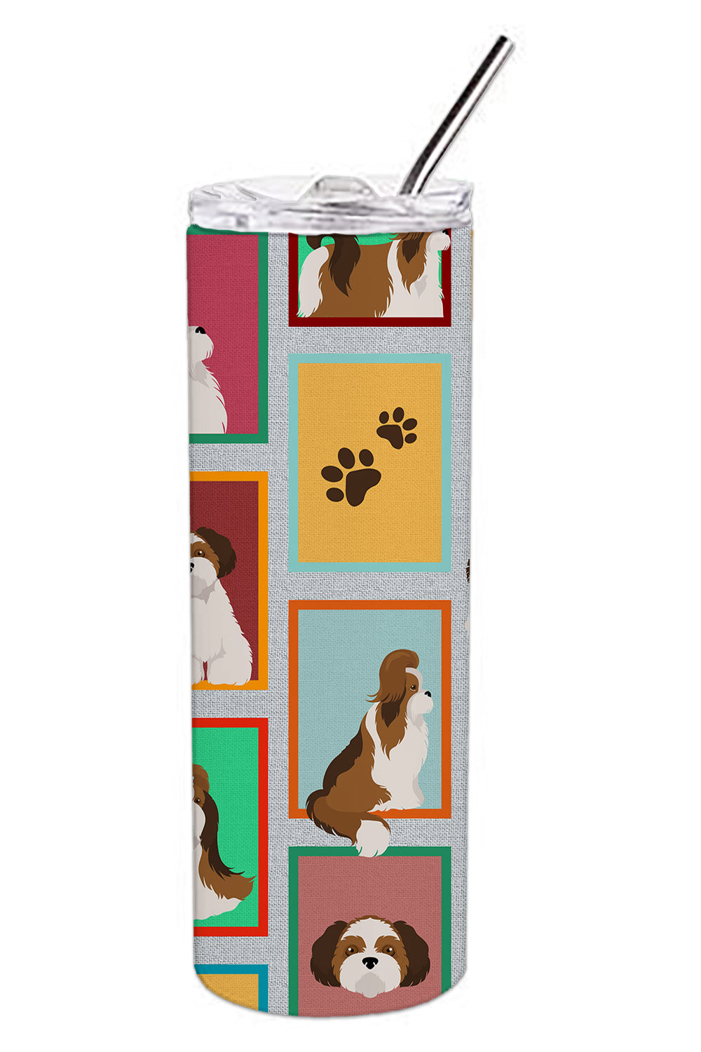 Lots of Shih Tzu Stainless Steel Skinny Tumbler