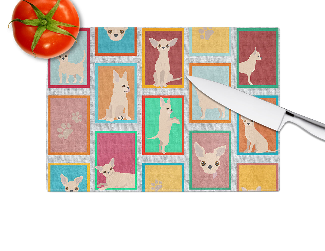 Lots of Chihuahua Glass Cutting Board