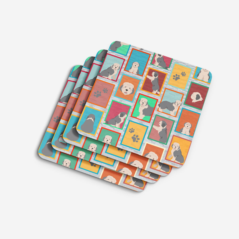 Lots of Old English Sheepdog Foam Coasters