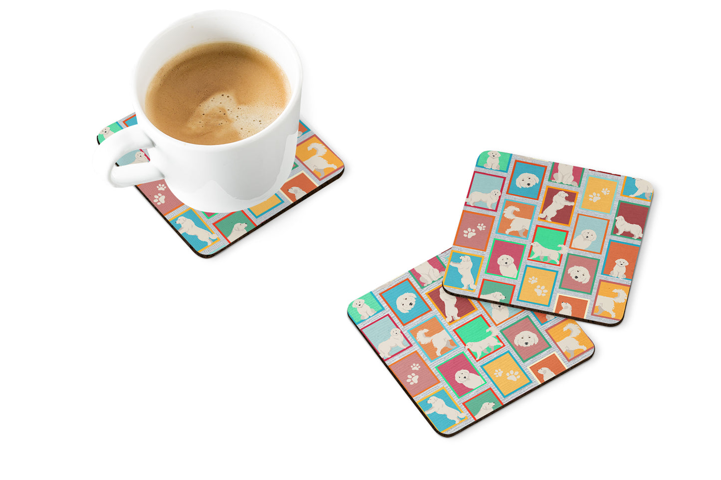 Lots of Great Pyrenees Foam Coasters