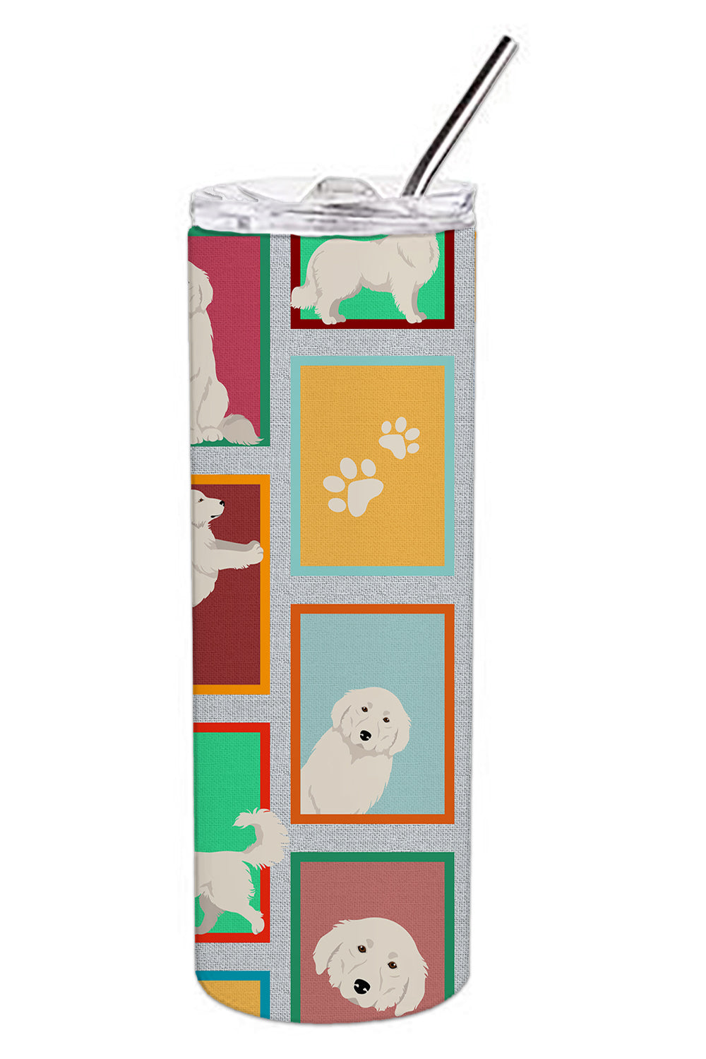 Lots of Great Pyrenees Stainless Steel Skinny Tumbler