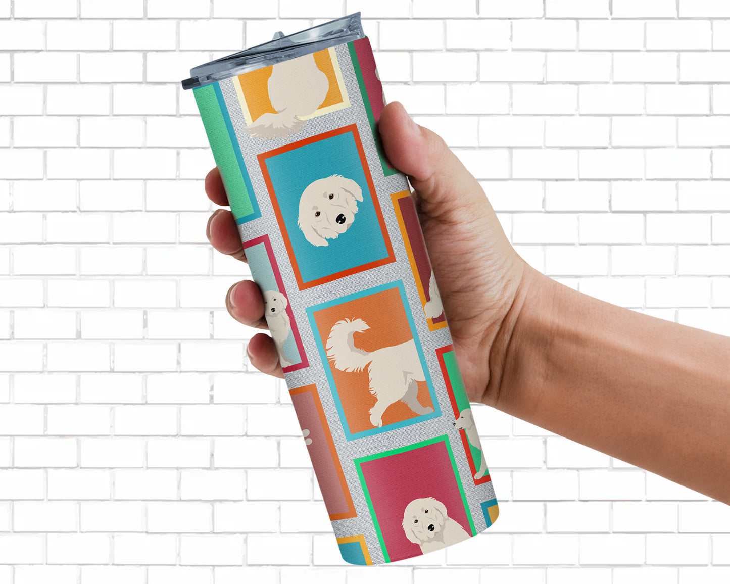 Lots of Great Pyrenees Stainless Steel Skinny Tumbler