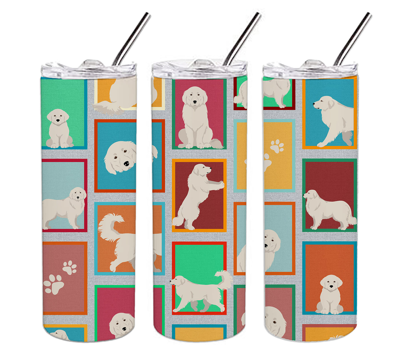 Lots of Great Pyrenees Stainless Steel Skinny Tumbler