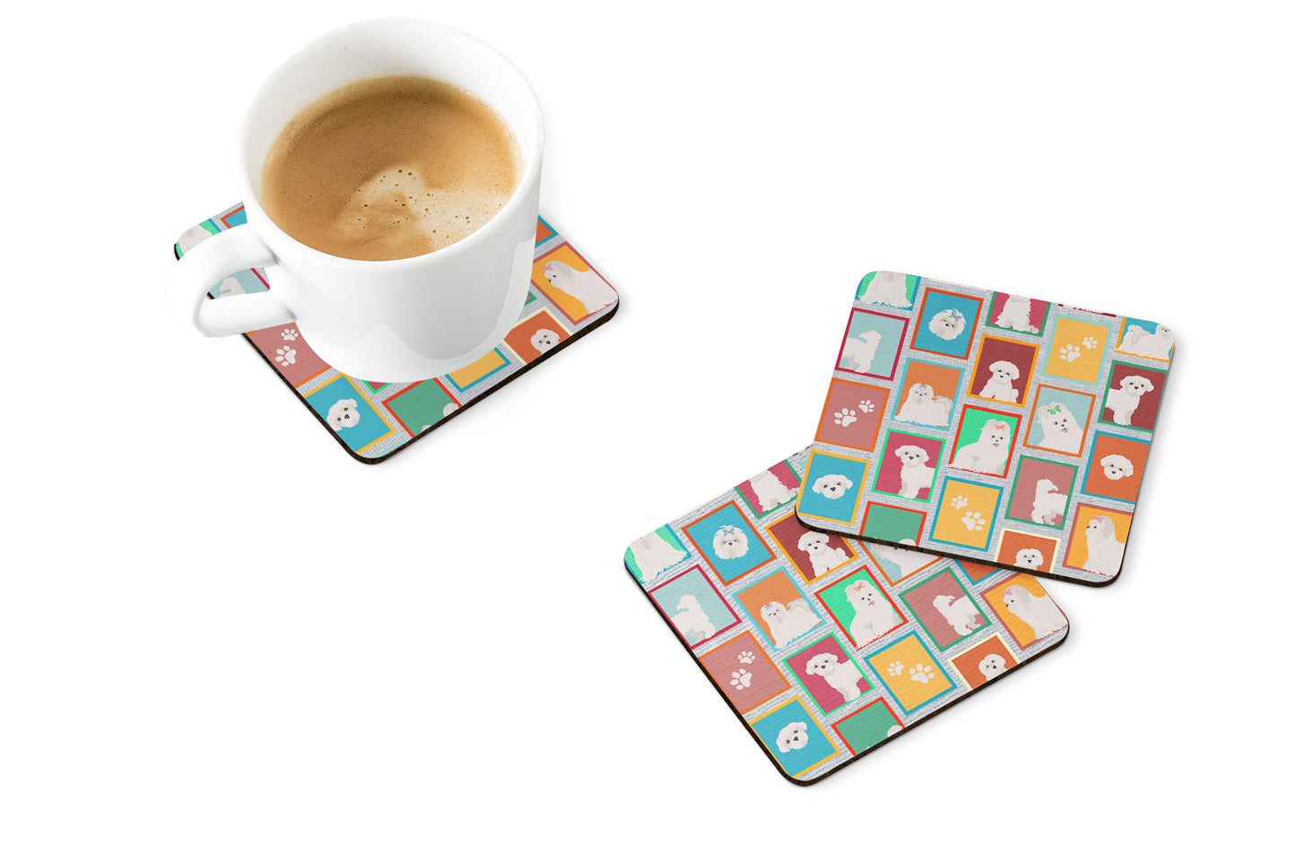 Lots of Maltese Foam Coasters