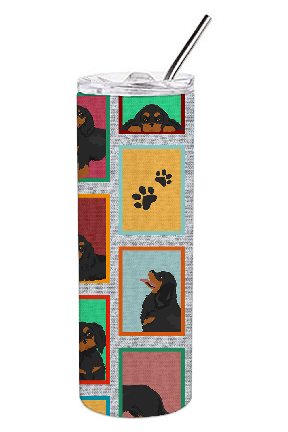 Lots of Black and Tan Cavalier King Charles Spaniel Stainless Steel Skinny Tumbler