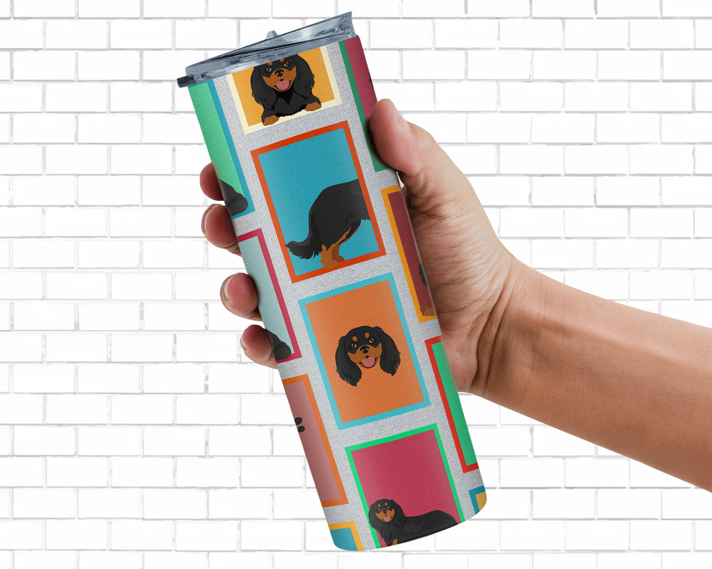 Lots of Black and Tan Cavalier King Charles Spaniel Stainless Steel Skinny Tumbler