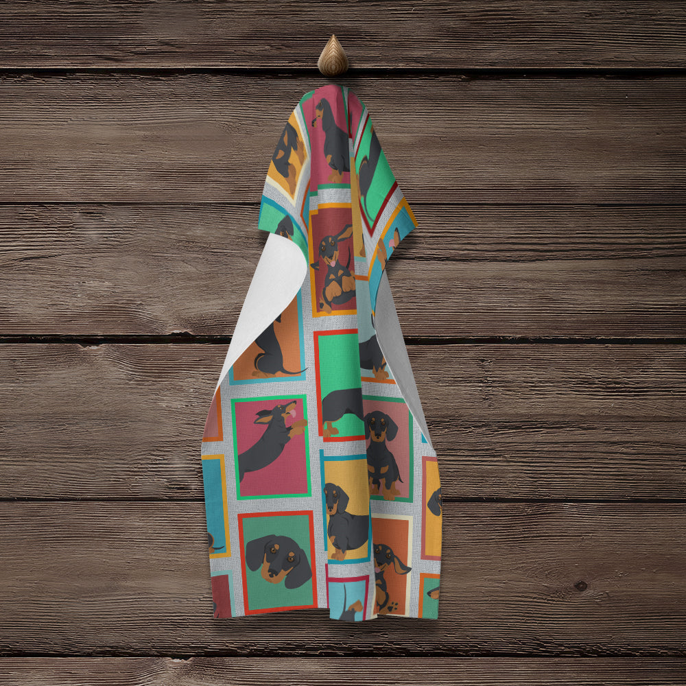 Lots of Black and Tan Dachshund Kitchen Towel