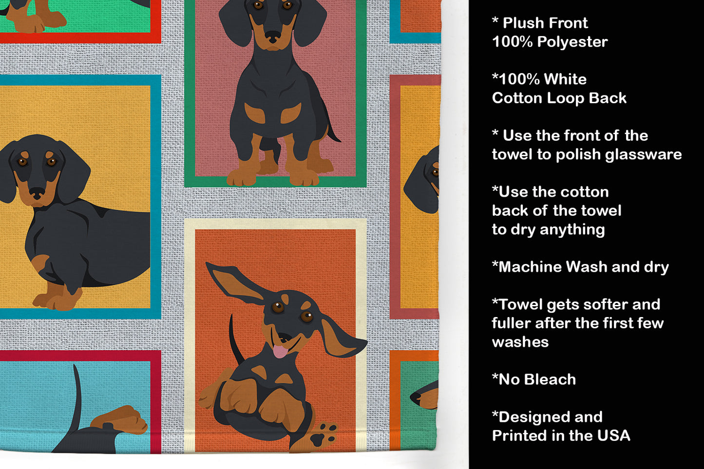 Lots of Black and Tan Dachshund Kitchen Towel