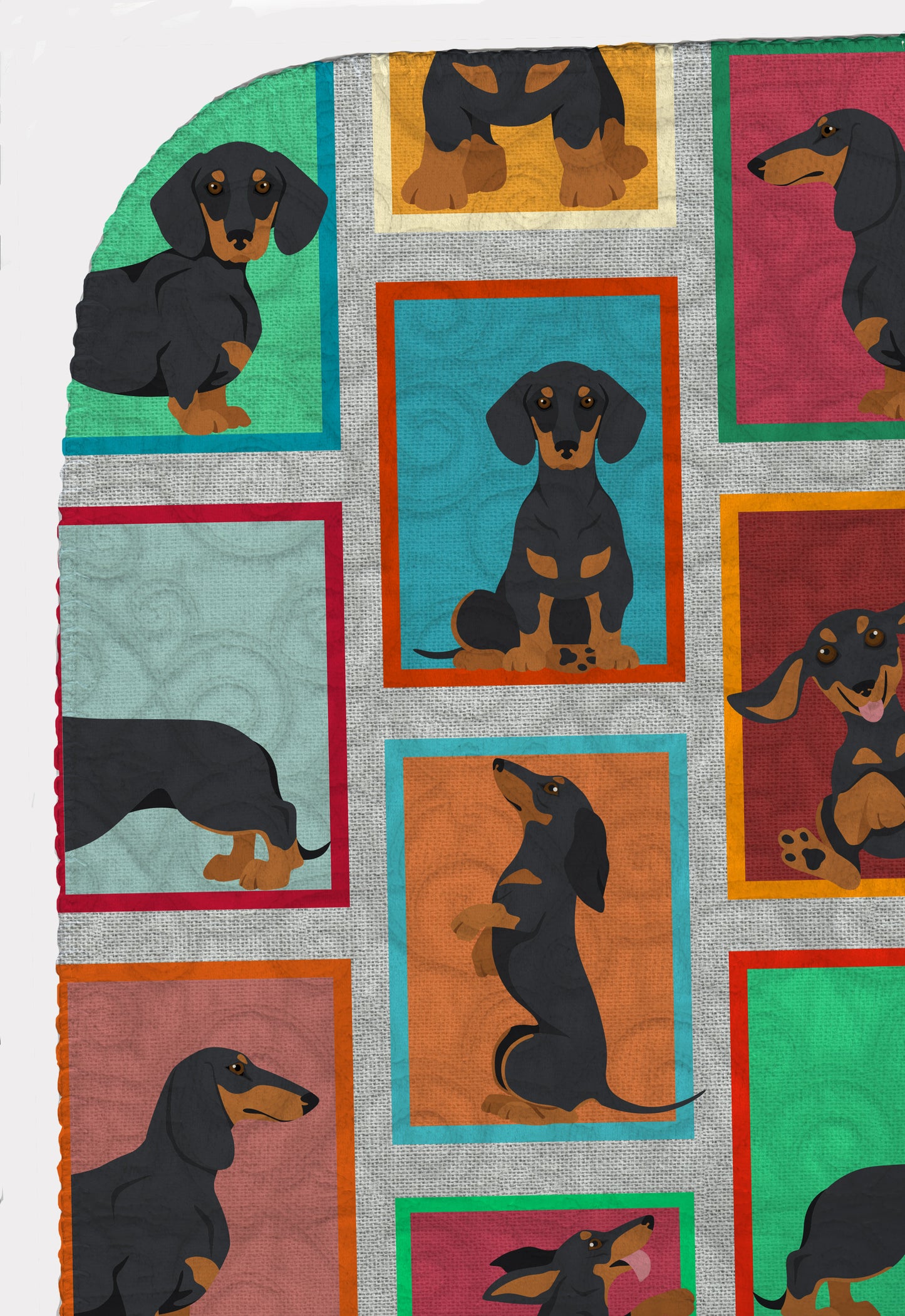 Lots of Black and Tan Dachshund Quilted Blanket 50x60