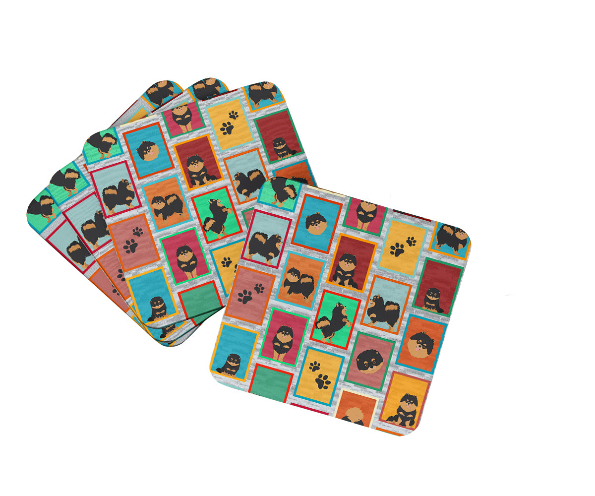 Buy this Lots of Black and Tan Pomeranian Foam Coasters