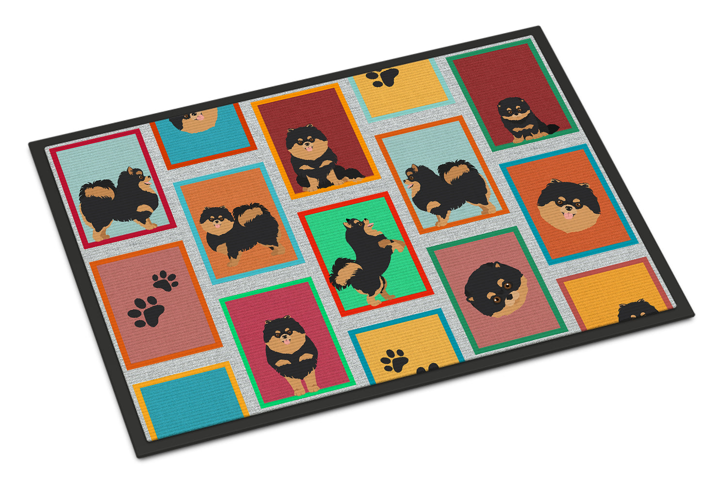 Buy this Lots of Black and Tan Pomeranian Doormat