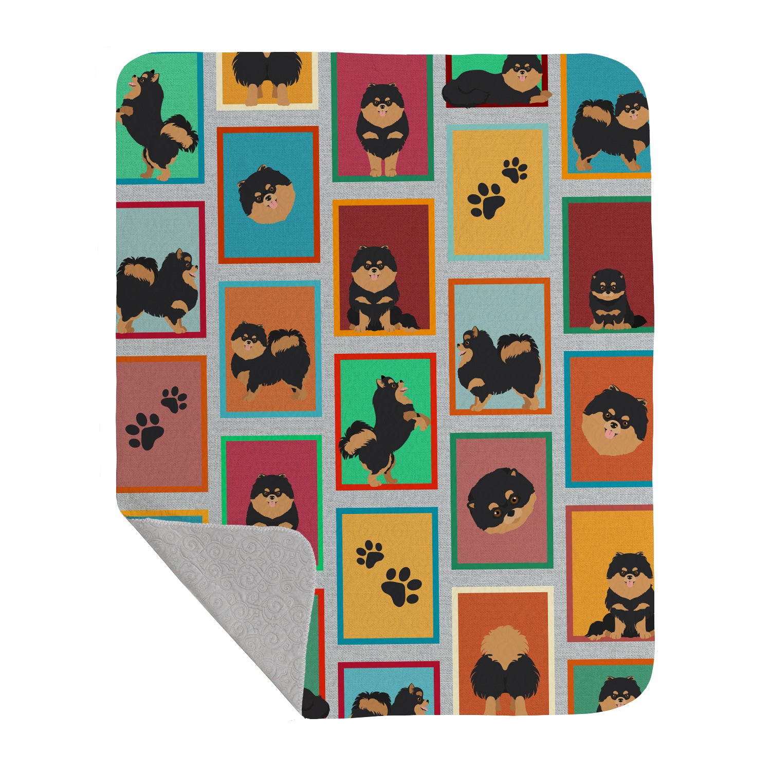 Buy this Lots of Black and Tan Pomeranian Quilted Blanket 50x60