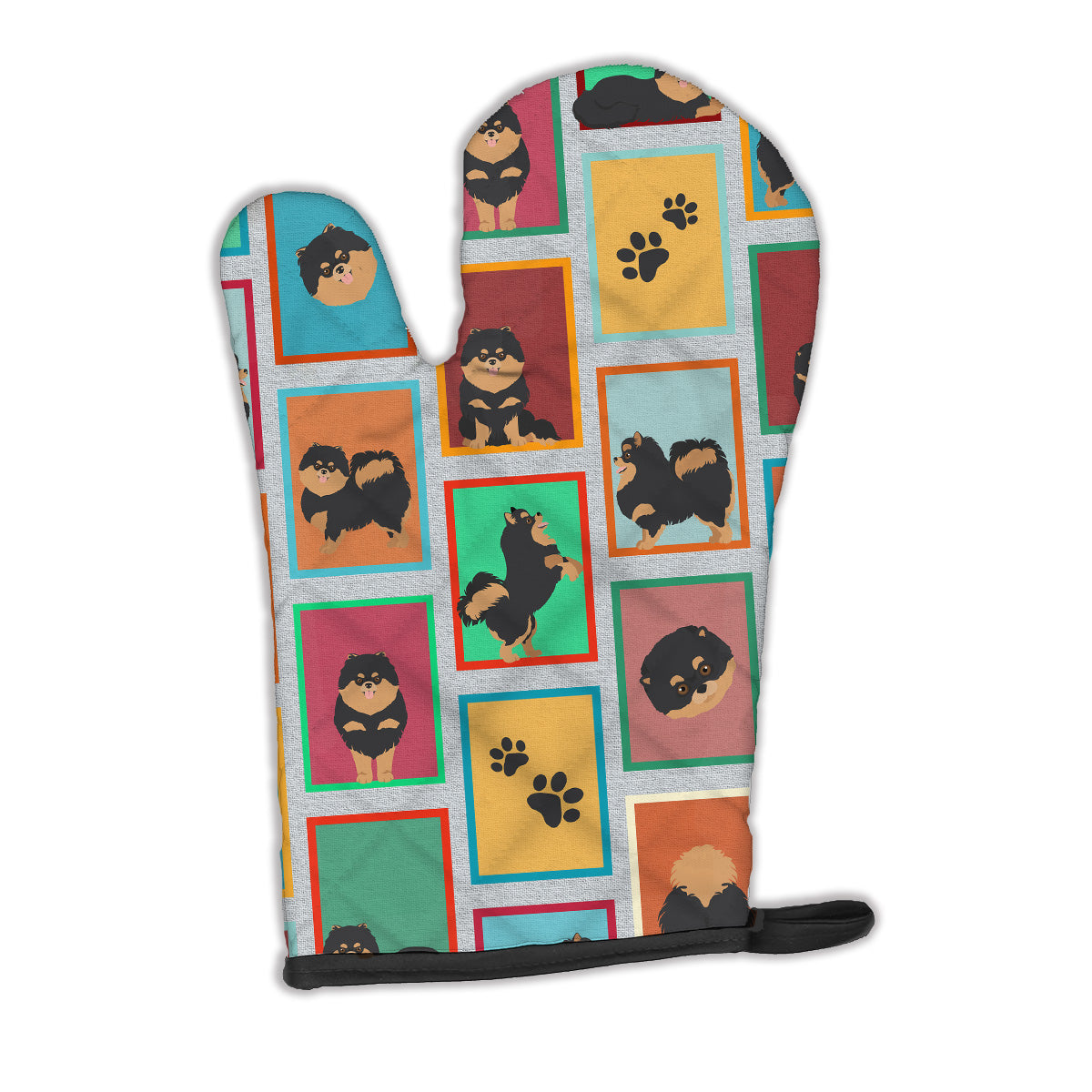 Buy this Lots of Black and Tan Pomeranian Oven Mitt