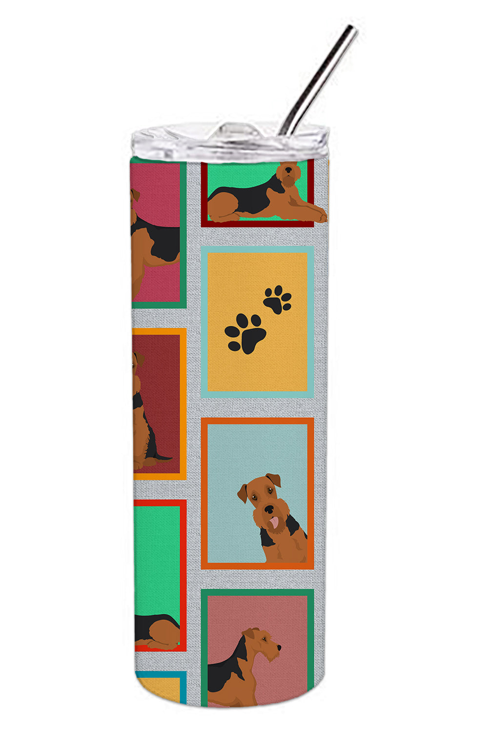Lots of Airedale Terrier Stainless Steel Skinny Tumbler