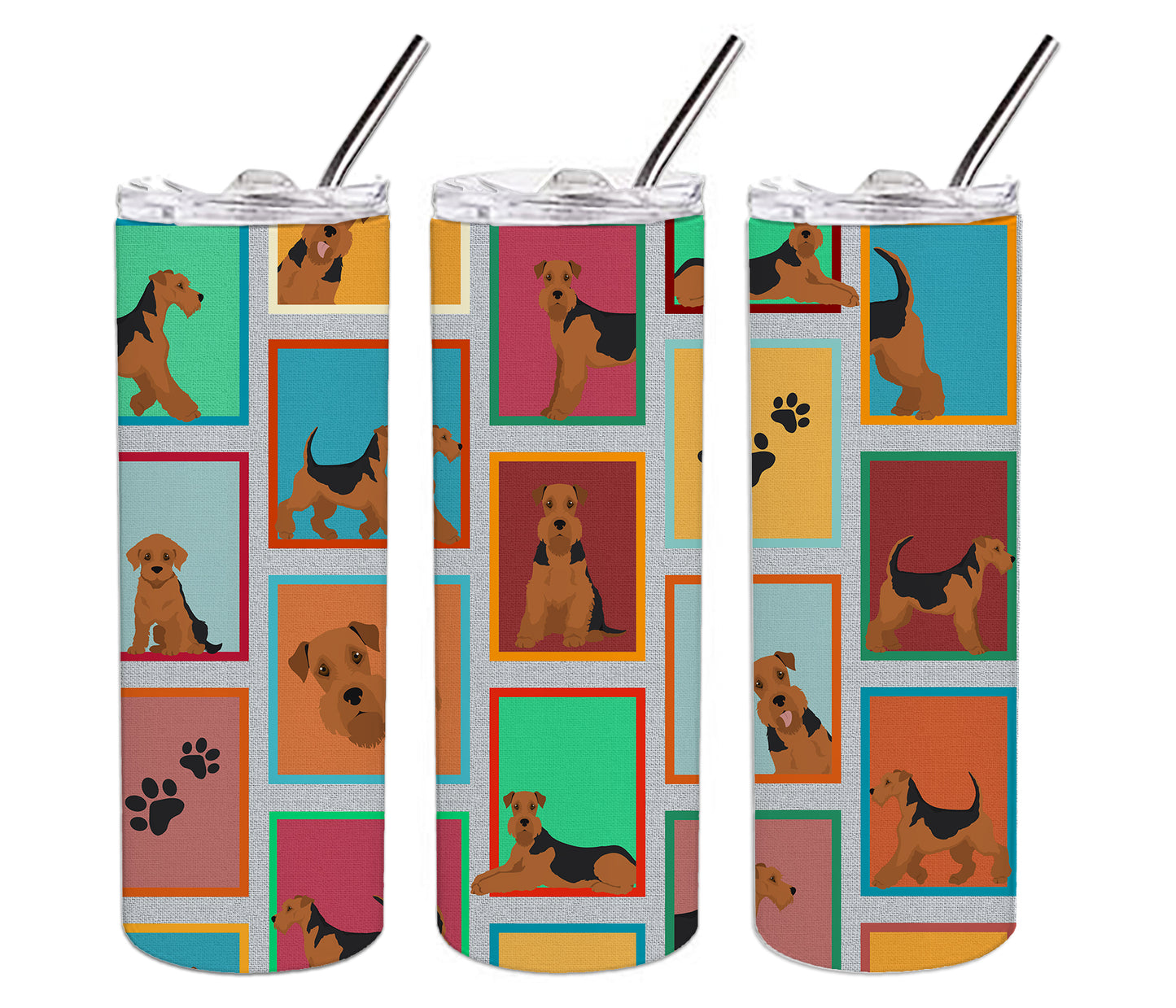 Lots of Airedale Terrier Stainless Steel Skinny Tumbler