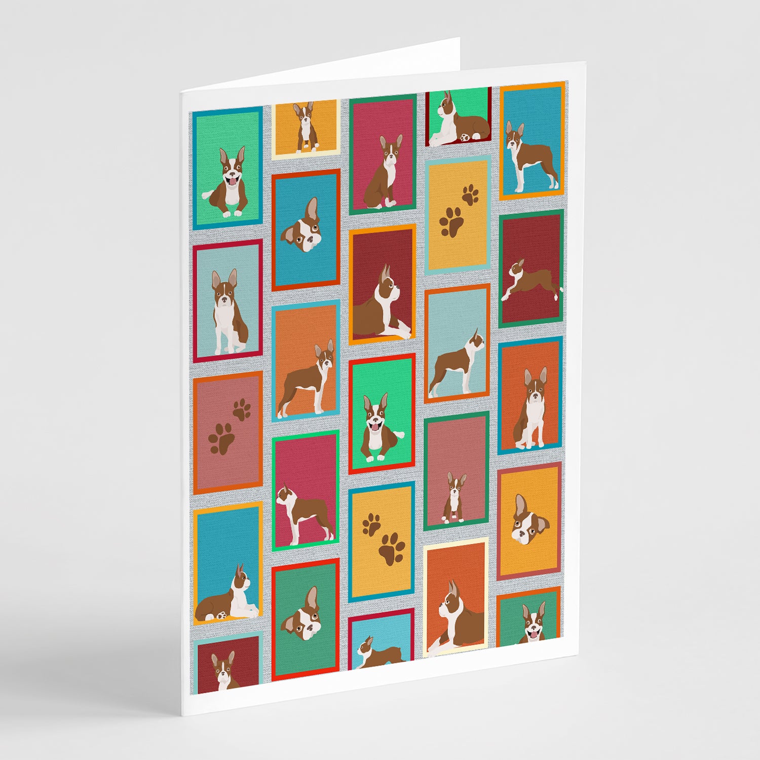 Buy this Lots of Red Boston Terrier Greeting Cards Pack of 8