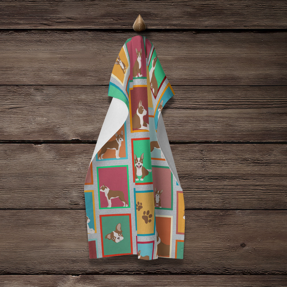 Lots of Red Boston Terrier Kitchen Towel