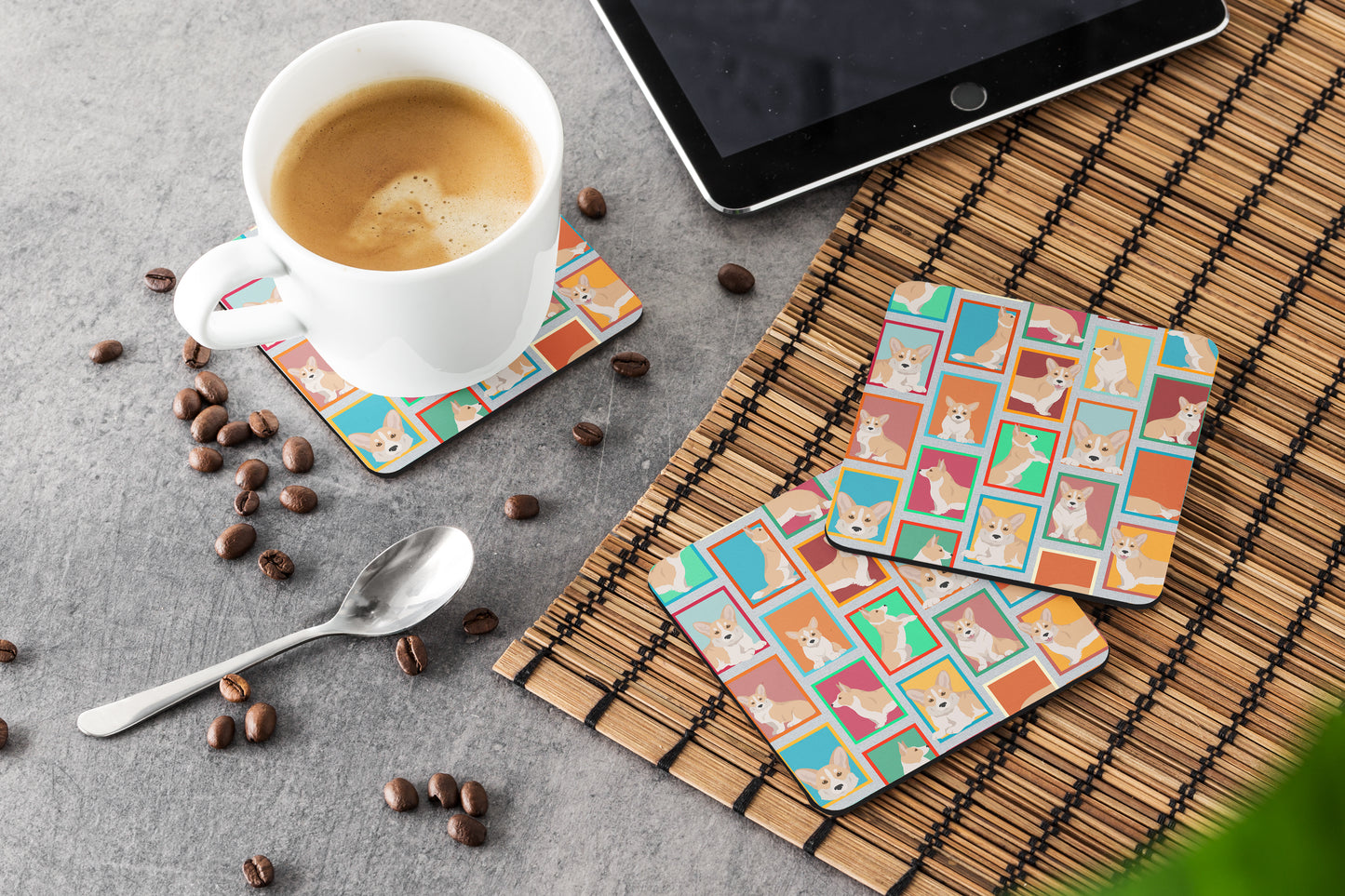 Lots of Fawn Cardigan Corgi Foam Coasters